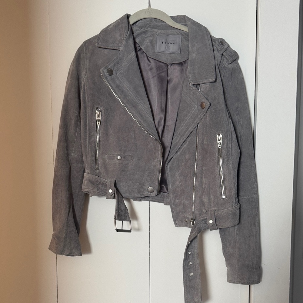 Blank NYC Blue Grey Suede Biker Jacket